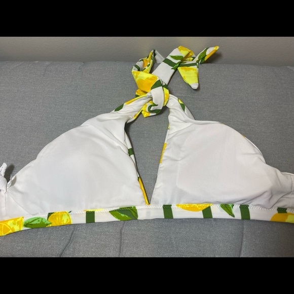 aerie High Neck Striped Lemon Print Swimsuit Top - Picture 5 of 7